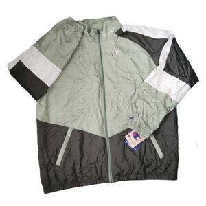 Y2K XL Champion Jacket Windbreaker Full Zip Green New With Tags Mens Coat RARE